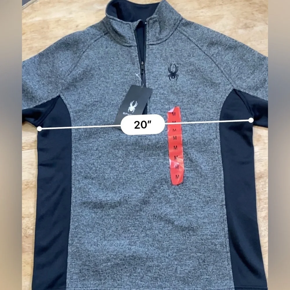 NWT Spyder‎ Men’s Size Medium Gray/Black Outbound 1/4 Zip Pullover Sweater